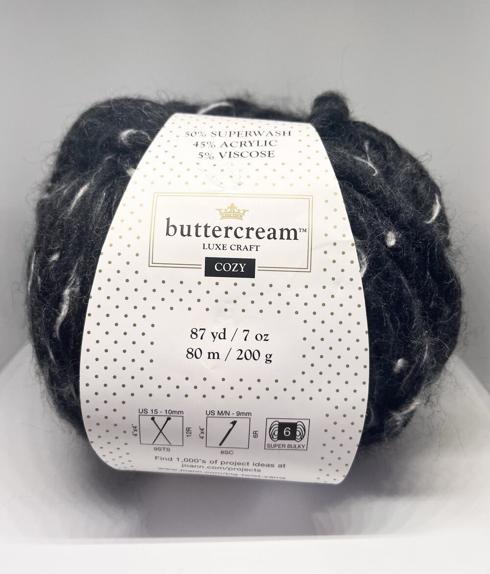 Buttercream Luxe Craft Cozy Yarn, Black/White Multi